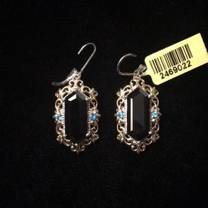 Earrings -black spinel with small blue stones NWT
